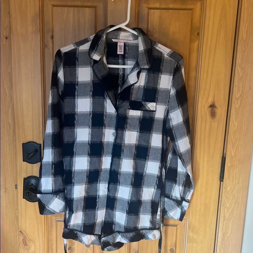 Victoria secret Black and White Plaid Button-Up  shorts romper